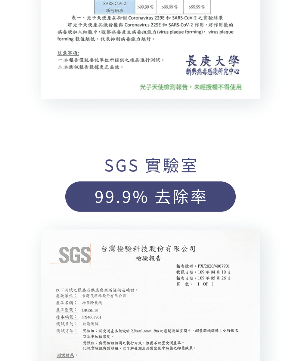 SGS檢驗：99.9%去除